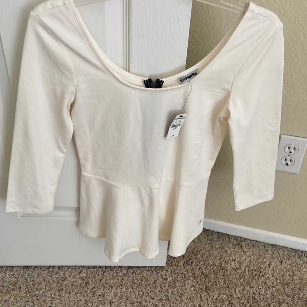 Express Peplum tops brand new with tags Cream, Khaki Red.